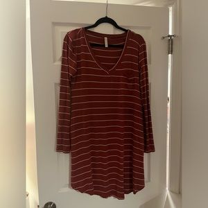 Stripe dress burnt orange color